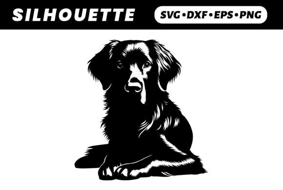 Black Dog Silhouette, Front View, White