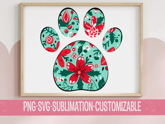 Christmas Paw Print Holiday SVG