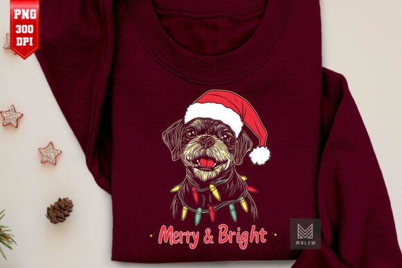 Christmas Shih Tzu Dog Sublimation PNG