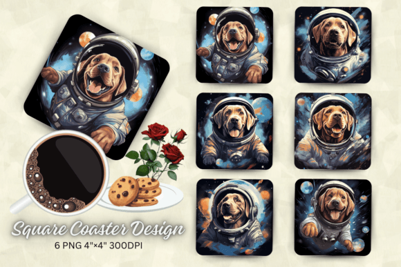 Cute Astronaut Labrador Retriever Dog Sq