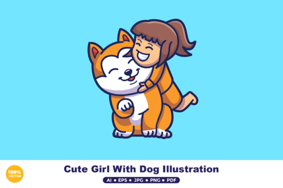 Cute Girl with Dog