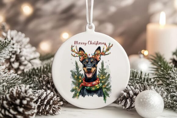 Doberman Pinscher Dog Xmas Ornament PNG