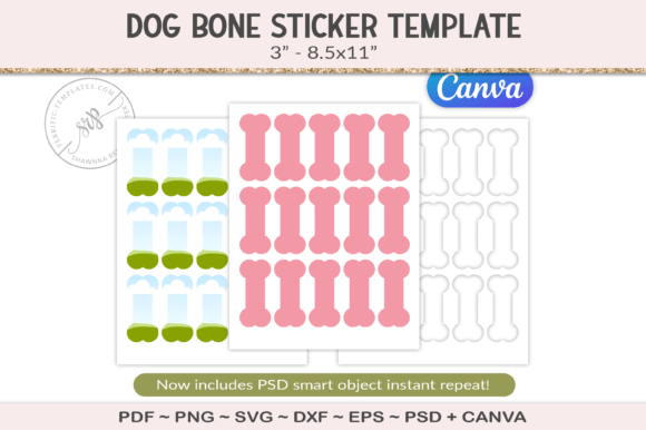 Dog Bone Collage 3 Template Sheet