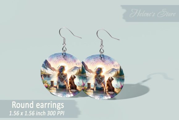 Girl and Dog Meditate Earring Sublimation