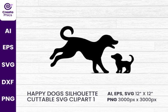 Happy Dogs Silhouette Cut File SVG