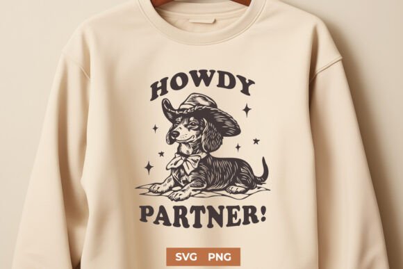 Howdy Partner Dachshund SVG PNG Design