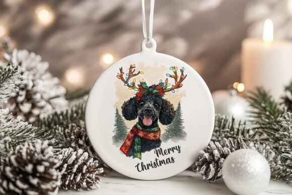 Poodle Dog Christmas Ornament PNG