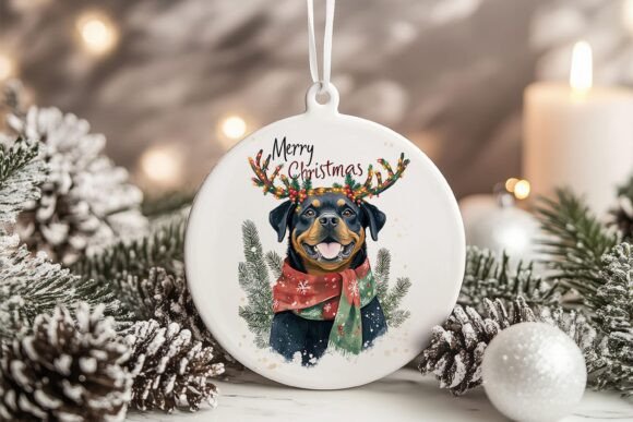 Rottweiler Dog Christmas Ornament PNG