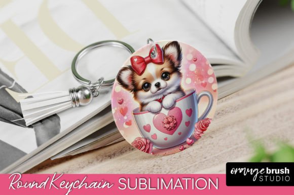 Valentine s Day Dog Round Keychain PNG