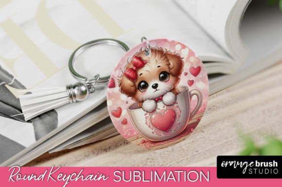 Valentines Day Keychain, Dog Sublimation