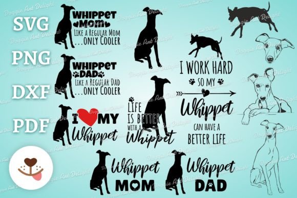 Whippet Svg Png Dxf Bundle